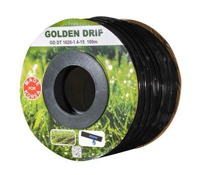 Стрічка крапельна 8 mil крок 20 см бухта 100 метрів емітерна GOLDEN DRIP КСГД00003 фото